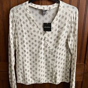 NWT Eddie Bauer Long Sleeve Thistle Faux Wrap Top Size S